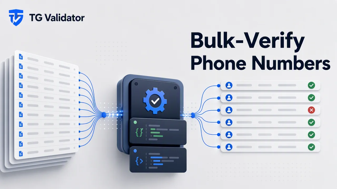 TG Validator workflow illustration for How to Bulk-Verify Phone Numbers for Telegram Registration