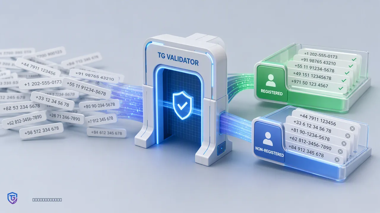 TG Validator workflow illustration for Optimizing Transactional Messaging: Integrating Telegram Registration Checks