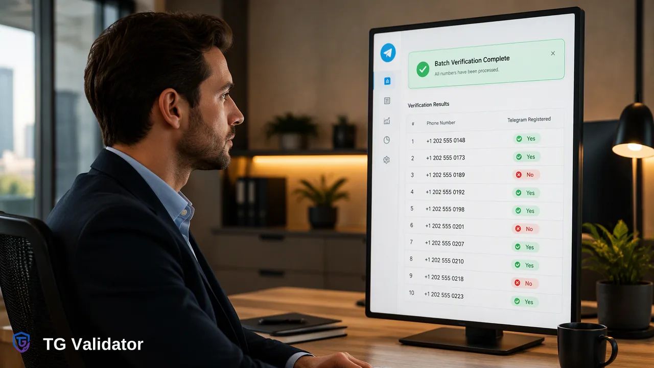 TG Validator workflow illustration for Verifying Numbers Before an SMS Marketing Campaign: List Hygiene and Reachability
